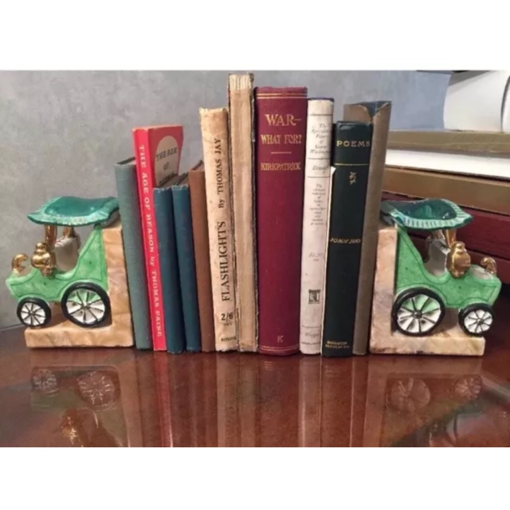 Vintage Criterion Product Japan Ceramic Buggy Carriage Bookends